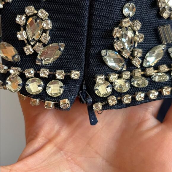 Mac Duggal NWOT Navy Blue One-Shoulder Gown with Silver Accents High Stretch 12 - Picture 10 of 13